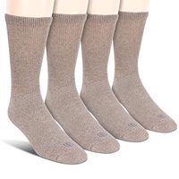 Doctor's Choice Men's Non-Binding Diabetic Circulatory Full Cushion Crew 4 Pack Tan Socks, Shoe Size: 6-12.5
