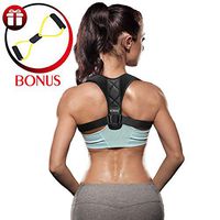 [New 2020] LohasCube Posture Corrector for Women + Resistance Band - Adjustable Posture Brace/Back Brace for Back Support - Perfect Shoulder Brace Back Straightener Under Clothes for Back Pain Relief