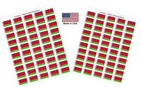 Made in USA! 100 Country Flag 1.5" x 1" Self Adhesive World Flag Stickers, Two Sheets of 50, 100 Sticker Flags Total (Belarus)