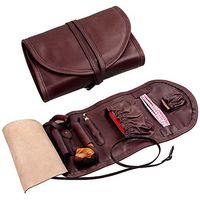 Handmade Genuine Leather Pipe Tobacco Pouch Bag Organize Case Pipe Tool Lighter Holder Pocket for 2 Pipe Vintage Unisex (Dark Brown)