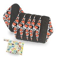 Bamboo Reusable Sanitary Pads by SPEQUIX | 6 Pack Washable Sanitary Napkins Cloth Menstrual Pads Large and Medium Size Suits w/ 1 Charcoal Absobancy Layer (Multilateralart)