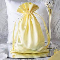 Tableclothsfactory 60PCS Gold Satin Gift Bag Drawstring Pouch Wedding Favors Bridal Shower Jewelry Bags - 6"x 9"