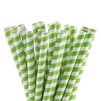 ALINK Extra Wide Paper Boba Smoothie Straws, 12mm Large Biodegradable Jumbo Big Fat Bubble Tea/Milkshake Party Straws, Pack of 100 - Green Stripe
