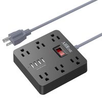 Power Strip, AHRISE Extension Cord with 6 AC Outlet Extender and 4 USB Ports(5V/4.8A,24W) for Cruise Ship, 5 Foot Long Cord, Black