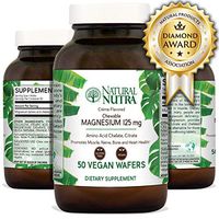 Natural Nutra Chewable Magnesium Supplement with Citrate and Chelate for Kids and Adults, Best Pure Mag Chew for Muscle, Nerve, Bone, and Heart Health, 125mg, 50 Vegan Wafers