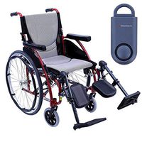 Karman S-Ergo 115 Ultra Lightweight Ergonomic Wheelchair | Seat Size 16" X 17" | Upgraded to Elevating Legrests | Quick Release Wheels in Red & Free 130 dB Matte Blue Personal Safety Alarm/Siren!