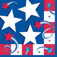 Patriotic Stars and Stripes Luncheon Napkins - 16 Count