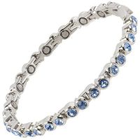 Sisto-X Magnetic Tennis Style Bracelet Pale Blue Crystals Health 16 Magnets