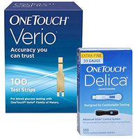 One Touch Verio Bundle - 100 Verio Test Strips and 100 Delica Lancets