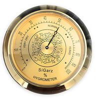 SíGarz Cigar Hygrometer - Precision Round Glass Pointer Hygrometer for Cigar Box, Cigar Cabinet, Cigar Humidor Hygrometer Round Gold