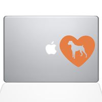 The Decal Guru Heart Boxer Dog MacBook Decal Vinyl Sticker - 11" MacBook Air - Orange (1326-MAC-11A-P)