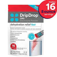 DripDrop ORS – Patented Electrolyte Powder for Dehydration Relief Fast - For Workout, Hangover, Illness, Sweating & Travel Recovery - Watermelon - 16 x 8oz Servings