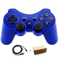 Molgegk Wireless Bluetooth Controllers For PS3 Double Shock - Bundled with USB charge cord (Blue)