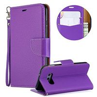 Luxury PU Leather Wallet Case for Samsung Galaxy S10E,Flip Folio Case for Samsung Galaxy S10E,Moiky Purple Multifunctional Magnetic Kickstand Case Cover With Wrist Strap and ID&Credit Cards Slots