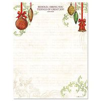 Ornaments Christmas Stationery – for Holiday Letters, Hand-Written Notes, 25 Sheets, 8½ x 11 Inches, Printer Compatible, 70# Text Opaque Paper