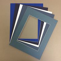 Pack of 10 11x14 Picture Mats, 5 Blue Colors, with White Core Bevel Cut for 8.5x11 Pictures