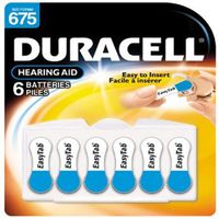 Duracell Zinc Air Hearing Aid Battery 1.4 V Model Da 675 Pack 6