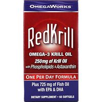 OmegaWorks RedKrill Omega-3 Krill Oil 250mg 60 Softgels (Pack of 1)