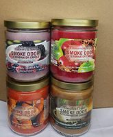 Smoke Odor Exterminator 13 oz Jar Candles Mulberry Spice, (4) Cinnamon Apple, Pumpkin Spice, Brazilian Coffee.