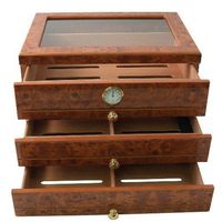 Burl Window Top 3 Drawer 75+ CT Cigar Humidor