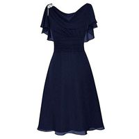 Pervobs Elegant & Cute Formal Dress Women Wedding Bridesmaid High-Waist Ruffled Party Ball Prom Gown Cocktail Dress(S, Dark Blue)