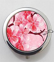 BlackKey Pink Cherry Blossoms 3-Compartment Decorative Pocket Gift Box Case Organizer for Pill, Color 1 -1876