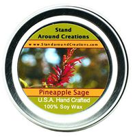 Premium 100% All Natural Soy Wax Aromatherapy Candle - 2oz Tin - Pineapple/Sage: Is a fragrant garden herb that attracts hummingbirds and butterflies to its edible red blooms. An exotic blend of sweet pineapple and aromatic sage.