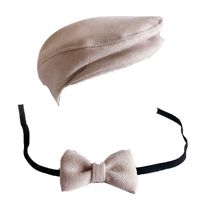 Photography Props,Newborn Baby Infant Boy Girl Peaked Cap Hat Bow Tie Photo Photography Prop Decor Beige