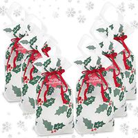 Christmas Gift Bags - Set of 6 Drawstring Gift Bags | Christmas Bags with Christmas Gift Tags | Holiday Gift Bags Treat Bag Goodie Bag | Gift Bags for Christmas Gifts | Reusable Bag, Small Gift Bags