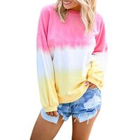 haoricu Women's Casual Triple Color Block Long Sleeve Pullover Loose Lightweight Tops Sweatshirts Pink