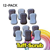 Tuff-Scrub Microfiber Cleaning Scrub Sponges, Dual-Sided Scouring for Easy Household Cleaning of Your Kitchen Dishes, Pots, and Pans (Pack - 12)