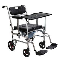 HSRG Folding Mobile Commode Chair,with Wheeled Seat Wheelchair Shower Transport Chair, for Elderly,Disabled, Pregnant Women
