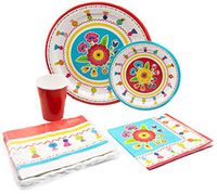 Fiesta Time (Taco Tuesday) Pack! Disposable Paper Plates, Napkins, Table Cover and Cups Set for 15