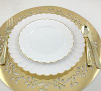 Round White and Gold Rim Elegant Wedding and Party Plastic Plates-Disposable Dinnerware Pack of 40 (20-10.25” Dinner and 20-7.25” Dessert/Salad) For 20 Guests
