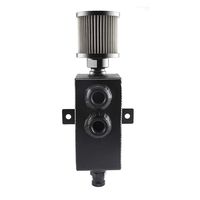 Top10 Racing 1L Oil Catch Can Tank with Breather and Drain Tap Baffled Reservoir Tank Aluminum Black