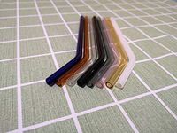 Lamci Healthy Glass Straws Environmental Reusable Tea Juice Glass Drinking Straws, Straight Tubes, Bent Tubes, 6 Pieces with 2 Brush (Bent)