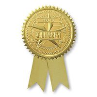 Embossed Seal of Achievement Ribbon Certificate Seals, 102 Pack (Gold)