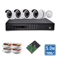 OwlTech 8 Channel 4K 5-Megapixel (2560 x 1920), 4pcs 5MP 1920p 3.6mm Outdoor Waterproof Bullet Cameras