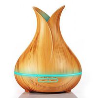 Essential oil diffuser, 400ml Wood Grain Aromatherapy Diffuser Ultrasonic Cool Mist Humidifier with 7 Color Changing LED Lights and Waterless Auto Shut-off for Home Office Bedroom Baby (Light Wood)