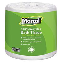 Marcal Small Steps Recycled Bath Tissue - 2 Ply - 336 Sheets/Roll - 48 / Carton - White