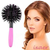 Hair Brush，ixaer Bomb Comb/ 3D Bomb Curl Hair Brush/Spherical Comb/Ball Styling Spherical Massage/3D Bomb Curl Brush/Salon Round Tool Ball Pink.