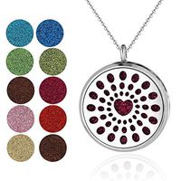Soleebee Aromatherapy Essential Oil Diffuser Necklace Stainless Steel Locket Pendant Necklace 23.6'' Perfume Necklace with 10 Felt Pads (Hollow Love Heart)