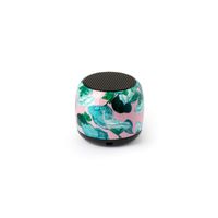 Micro Speaker - Coin-Sized Portable Wireless Bluetooth 4.2 (Flowers) - TWS Stereo Sound with Built-in Mic and Remote Shutter - 3Hour Playtime, Aluminum - Perfect for Apple iPhone iOS Android