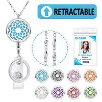 TONY & SANDY Lanyard Necklace Diffuser Aromatherapy Stainless Steel Beaded Chain Necklace Silver for ID Badge Holder and Keys Non Breakaway Essential Oil Pendant Locket (Retractable, Sunflower)