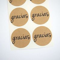 Gracias Stickers, Thanks Rustic Kraft Brown Seals and Labels, Cupcake Toppers, by Once Upon Supplies, 1.5 Inches, 60 Stickers