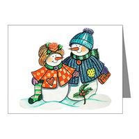 Note Cards (10 Pack) Christmas Snow Couple Snow Men
