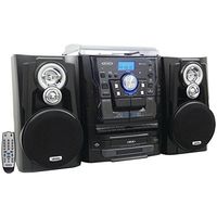 JENSEN JMC-1250 Bluetooth(R) 3-Speed Stereo Turntable Music System with 3-CD Changer & Dual Cassette Deck electronic consumer Electronics