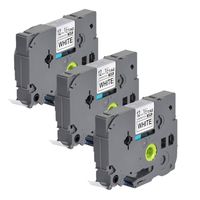 3 Pack Label Tape for TZe-231 12mm 1/2" (0.47") x 8m (26.2ft) Black on White - Compatible with Brother P-Touch PD-D210 PT-H100 PT-1400 PT-1880