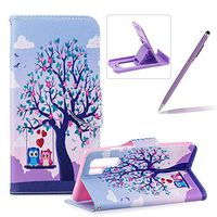 Leather Case for Huawei P30 Pro,Flip Wallet Cover for Huawei P30 Pro,Herzzer Stylish Owl Tree Pattern Magnetic Purse Folio Smart Stand Cover with Card Cash Slot Soft TPU Inner Case