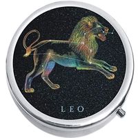 Leo Zodiac Stars Medicine Vitamin Compact Pill Box